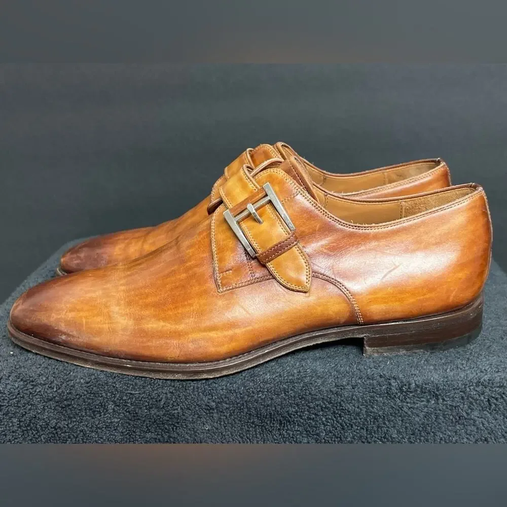 Magnanni Men's Marco II Monk Strap Leather Dress Shoes Size 8.5 EXTRA WIDE